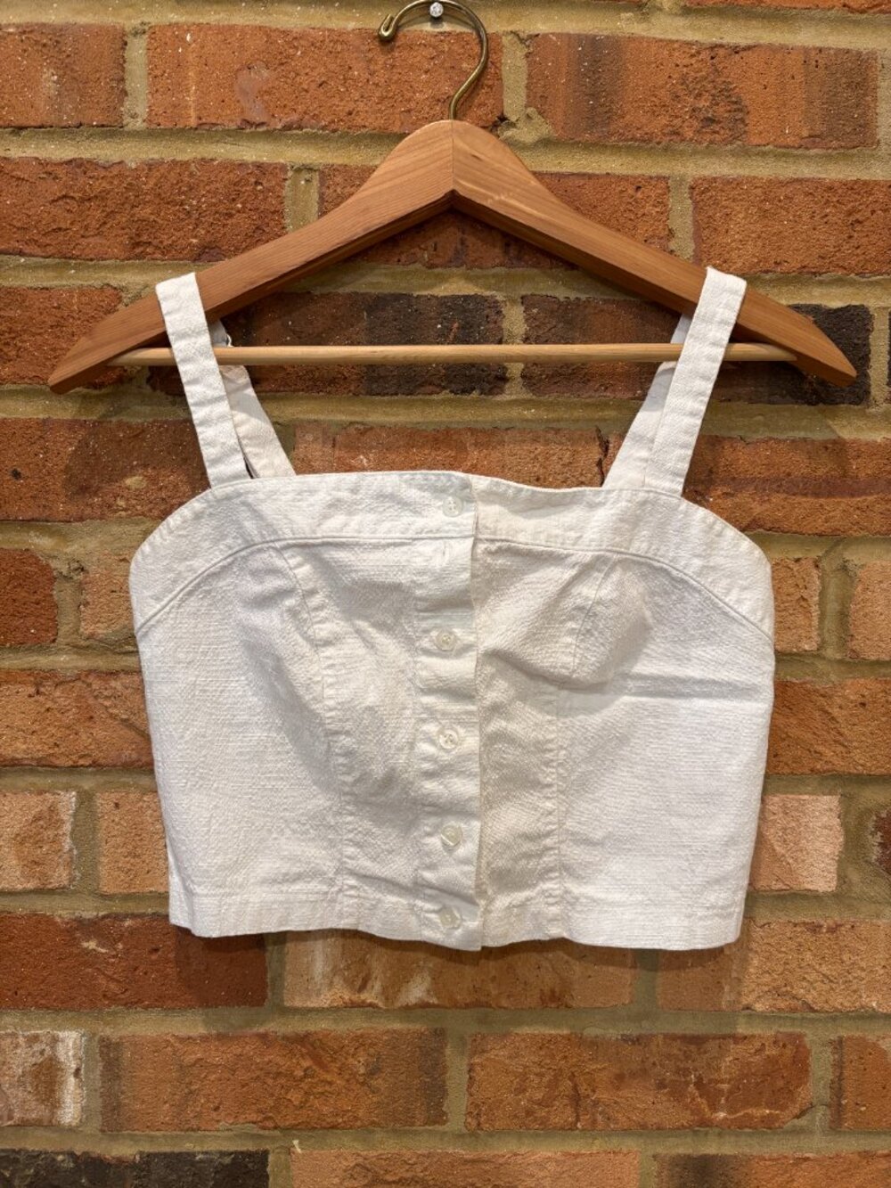 Brandy Melville White Smocked Crop Top | Adjustable Straps | One Size